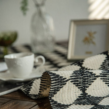 Diamanten Kwast Geweven Tafelloper Voor Stijlvolle Dinerervaring