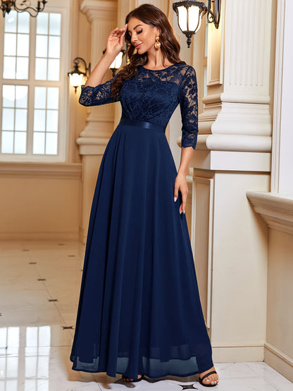 Ivoke Elegante Maxi Jurk met Kant en Chiffon voor Dames