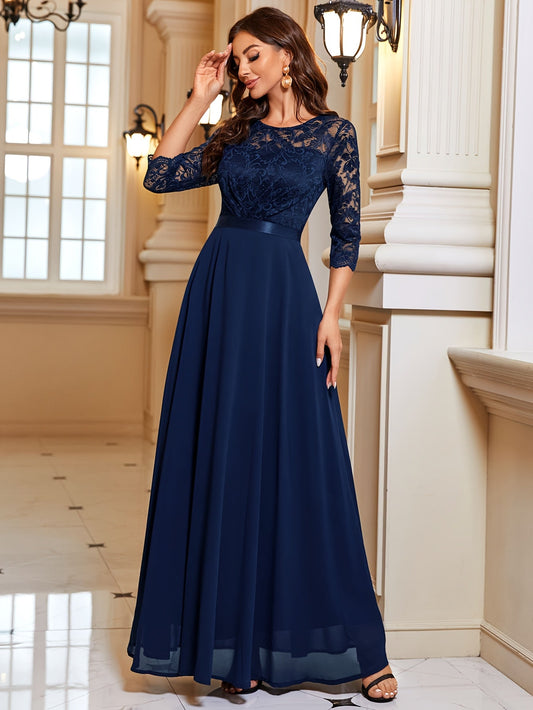 Ivoke Elegante Maxi Jurk met Kant en Chiffon voor Dames
