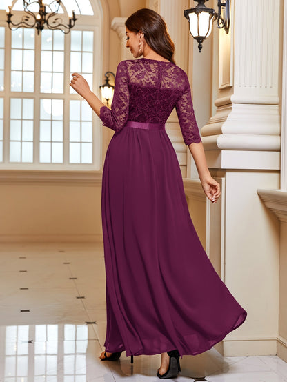 Ivoke Elegante Maxi Jurk met Kant en Chiffon voor Dames