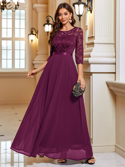 Ivoke Elegante Maxi Jurk met Kant en Chiffon voor Dames