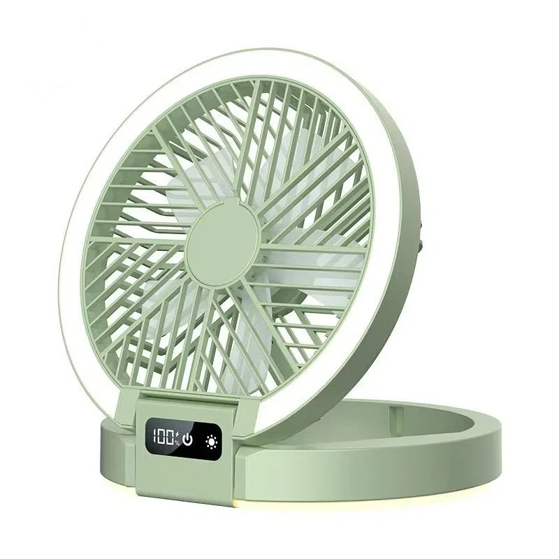 Draadloze Ventilator Met LED Display Voor Thuisgebruik Koel Groen