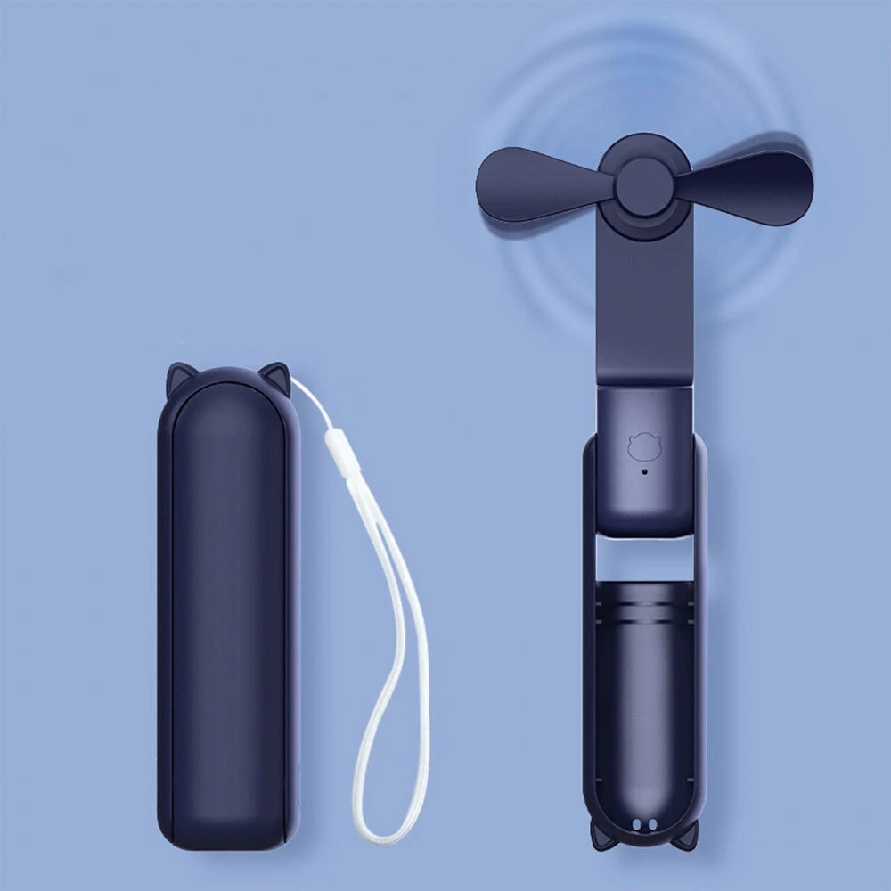 Draagbare Mini Handventilator USB Oplaadbaar Voor Koeling Blauw