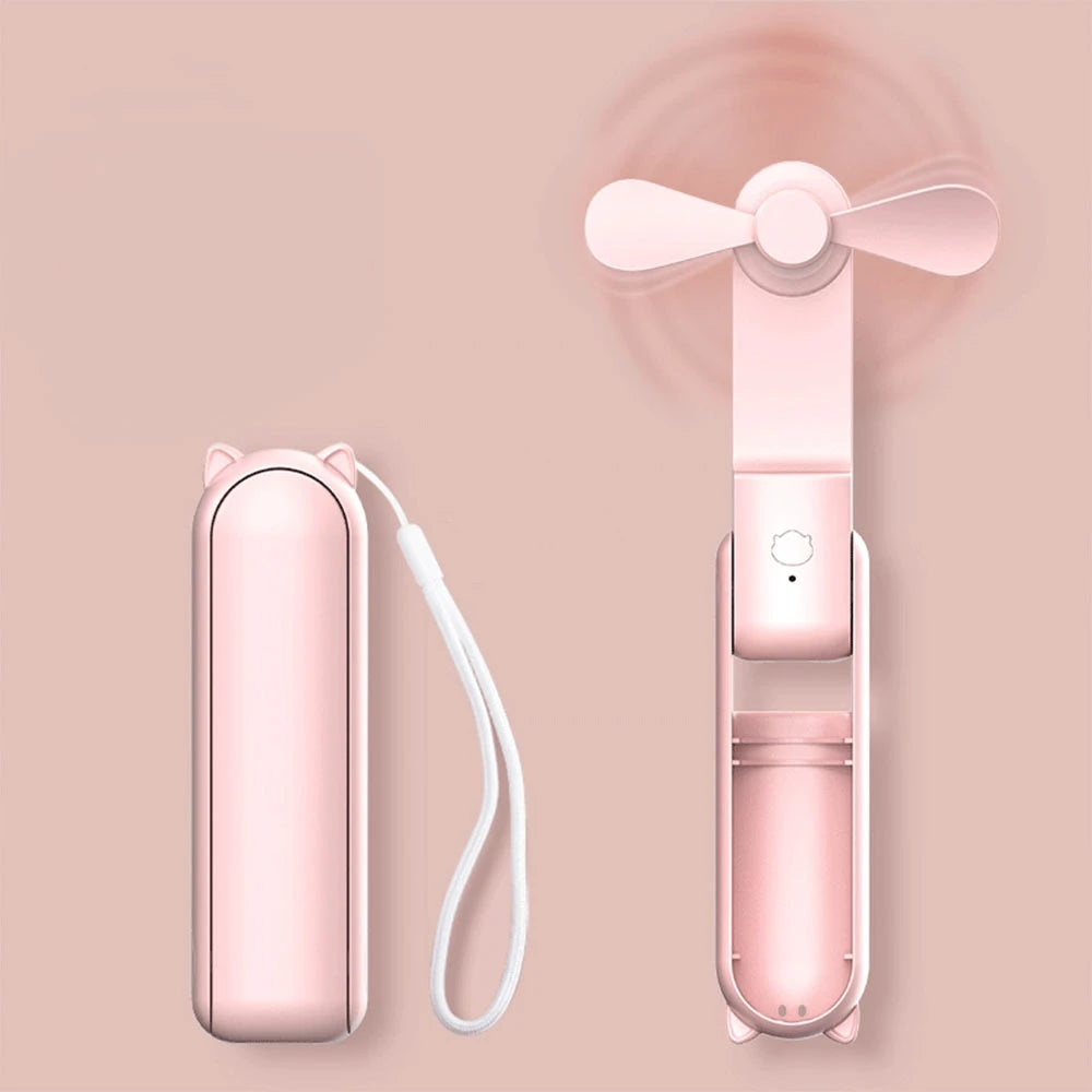 Draagbare Mini Handventilator USB Oplaadbaar Voor Koeling Roze