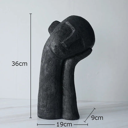 Asymmetrie Beeldje Van Hars Voor Modern Interieurdecoratie Zwart