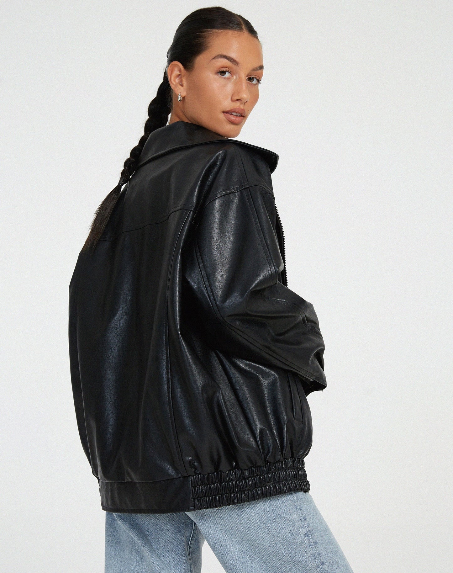Maleni - Oversized Losse Leren Jasje