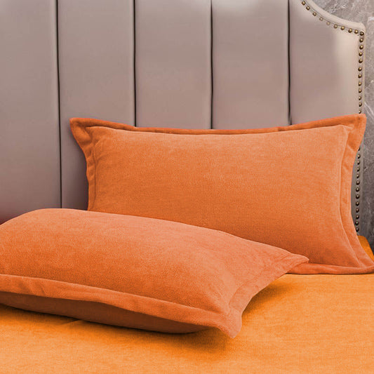 Effen Fluwelen Decoratieve Kussenslopen Voor Slaapkamer Set Oranje