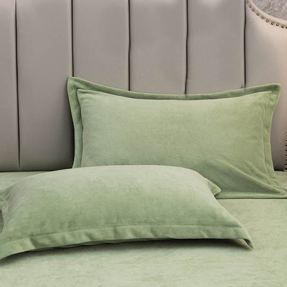 Effen Fluwelen Decoratieve Kussenslopen Voor Slaapkamer Set Matcha Groen 19" x 29