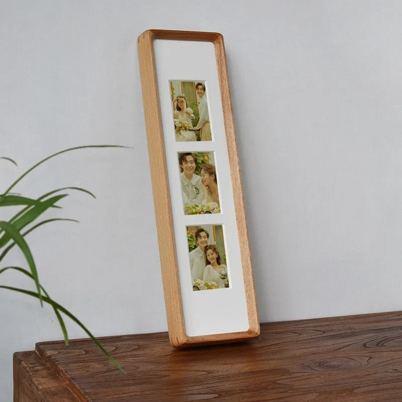 Elegante Houten Fotolijst Voor Triptych En Quadruple Foto's Beukenhout-3 40x10cm-5.7x8.2cm