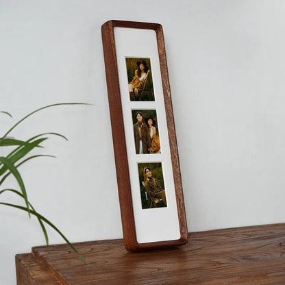 Elegante Houten Fotolijst Voor Triptych En Quadruple Foto's Sapele hout-3 40x10cm-5.7x8.2cm