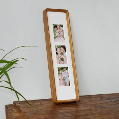 Elegante Houten Fotolijst Voor Triptych En Quadruple Foto's Teak-3 40x10cm-5.7x8.2cm