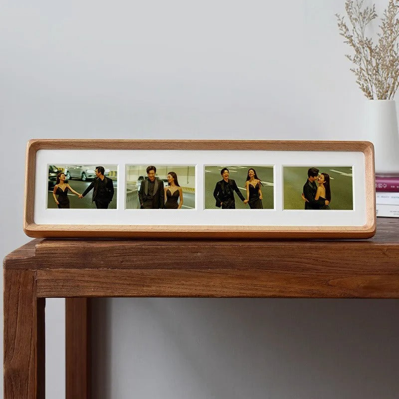 Elegante Houten Fotolijst Voor Triptych En Quadruple Foto's Beukenhout-4 40x10cm-5.7x8.2cm