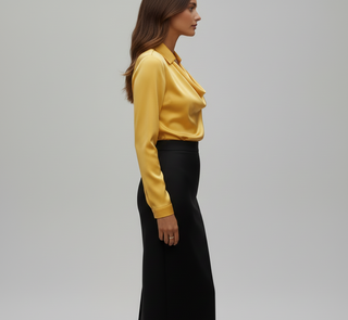Sahara | Dames Blouse – Luxueus Satijn, Elegante Zachte Kraag & Zijdezachte Glans