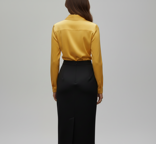 Sahara | Dames Blouse – Luxueus Satijn, Elegante Zachte Kraag & Zijdezachte Glans