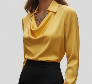 Sahara | Dames Blouse – Luxueus Satijn, Elegante Zachte Kraag & Zijdezachte Glans