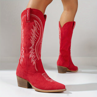 Dames Cowboylaarzen Met Dikke Hak En Comfortabele Pasvorm Rood