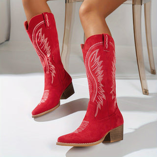 Dames Cowboylaarzen Met Dikke Hak En Comfortabele Pasvorm Rood 39