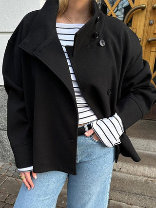 Korte Dubbelzijdige Jas Luxe Stijl Warm Stof Elegant