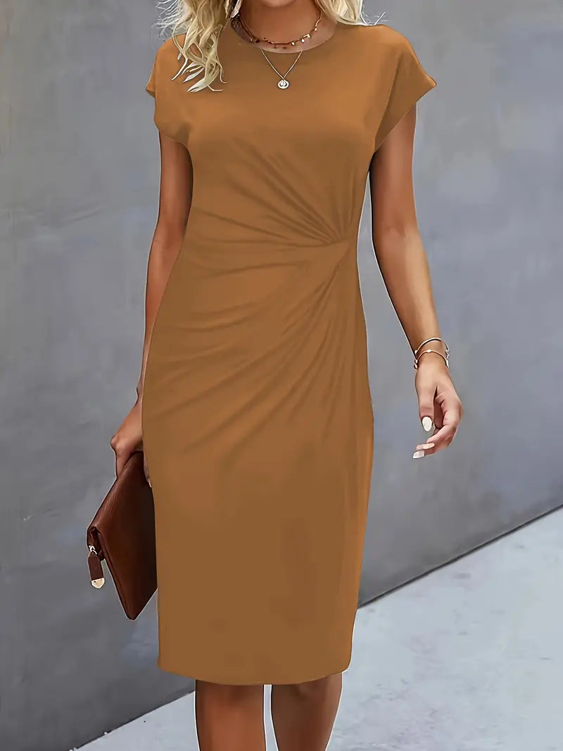 Katrien – Tijdloze Midi Jurk – Elegant en Comfortabel Khaki