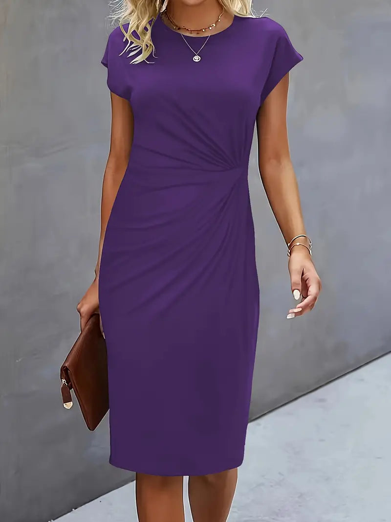 Katrien – Tijdloze Midi Jurk – Elegant en Comfortabel Violetblauw