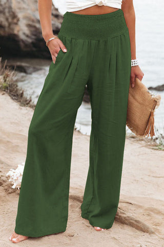 Sahara | Katoen-linnen broek voor dames – Hoge taille, Natuurlijke textuur & Woestijn-chic Groen