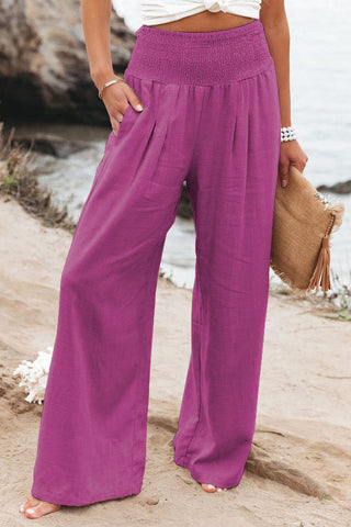 Sahara | Katoen-linnen broek voor dames – Hoge taille, Natuurlijke textuur & Woestijn-chic Roze
