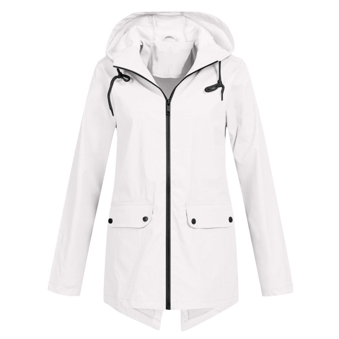 Dames Regenjas met Capuchon - Lichtgewicht, Waterdicht & Ademend Wit