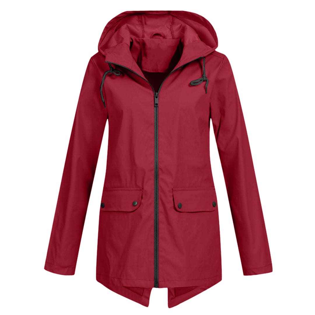 Dames Regenjas met Capuchon - Lichtgewicht, Waterdicht & Ademend Rood