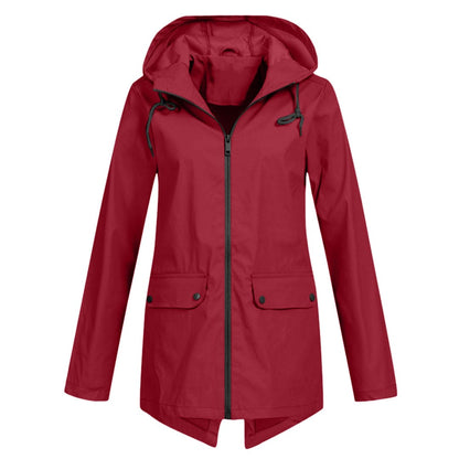 Dames Regenjas met Capuchon - Lichtgewicht, Waterdicht & Ademend Rood