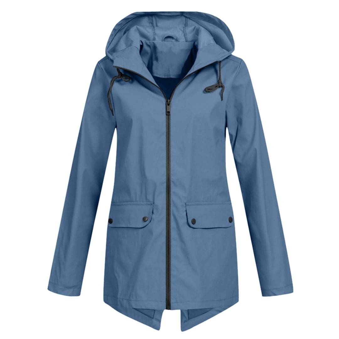 Dames Regenjas met Capuchon - Lichtgewicht, Waterdicht & Ademend Blauw