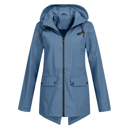 Dames Regenjas met Capuchon - Lichtgewicht, Waterdicht & Ademend Blauw
