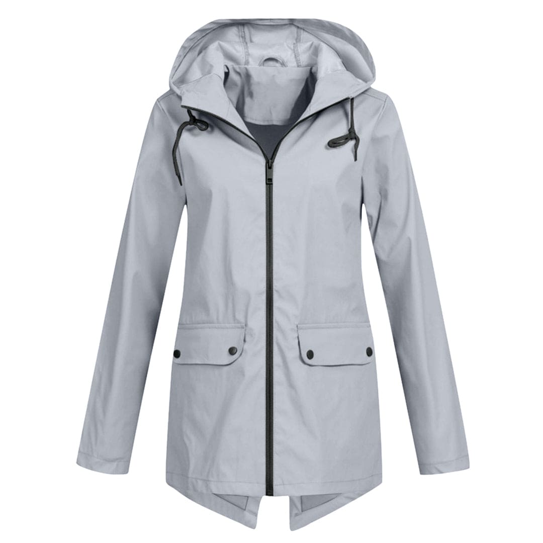 Dames Regenjas met Capuchon - Lichtgewicht, Waterdicht & Ademend Grijs