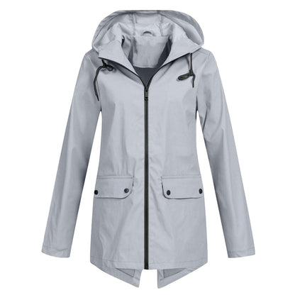 Dames Regenjas met Capuchon - Lichtgewicht, Waterdicht & Ademend Grijs