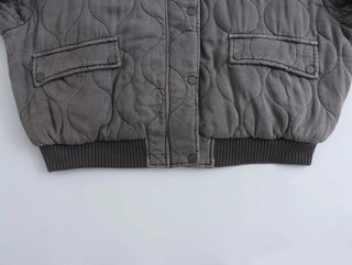 Dames Bomberjack - Gewatteerd Design - Ribboord Kraag - Casual Comfort Fit