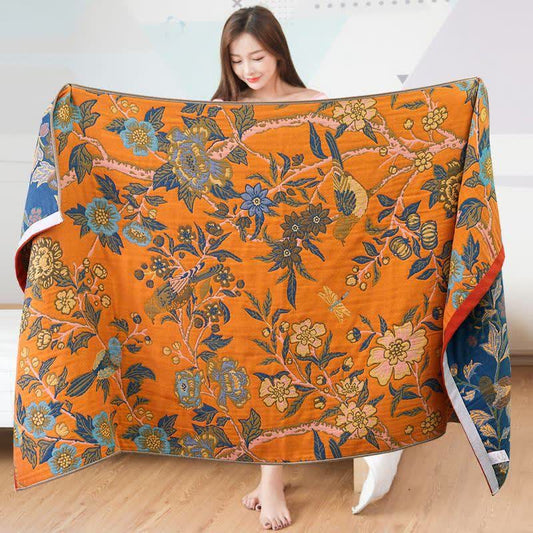 Felgekleurde Hibiscus Omkeerbare Badhanddoek Voor Baby Oranje 80 cm x 160 cm