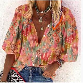 Flora | Damesblouse – Moderne snit, luchtige stof en vrouwelijke elegantie oranje