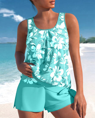 Flōre | Tankini set voor dames – Tweedelig zomerdesign, comfortabele pasvorm en stijlvol aquablauw