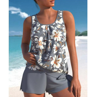 Flōre | Tankini set voor dames – Tweedelig zomerdesign, comfortabele pasvorm en stijlvol Grijs 1
