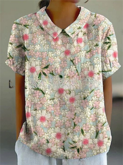 Blouse Dames Vintage Bloemenpatroon Romantische Losse
