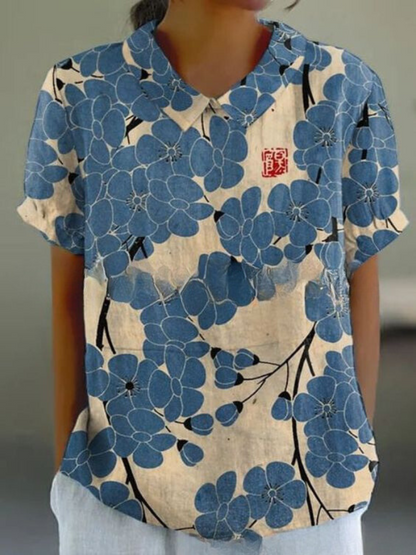 Blouse Dames Vintage Bloemenpatroon Romantische Losse