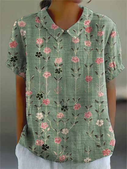 Blouse Dames Vintage Bloemenpatroon Romantische Losse