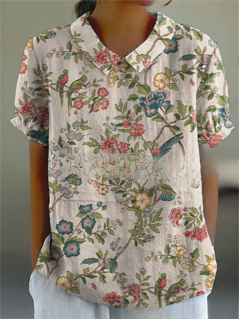 Blouse Dames Vintage Bloemenpatroon Romantische Losse