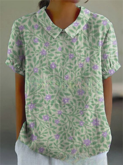 Blouse Dames Vintage Bloemenpatroon Romantische Losse