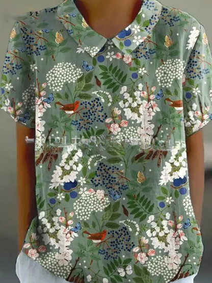 Blouse Dames Vintage Bloemenpatroon Romantische Losse