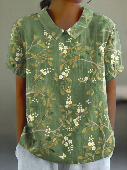 Blouse Dames Vintage Bloemenpatroon Romantische Losse
