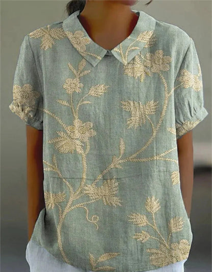 Blouse Dames Vintage Bloemenpatroon Romantische Losse