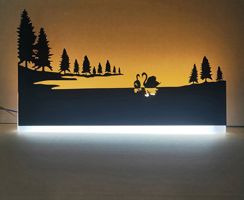 LED Wandlamp Decoratie Voor Elk Interieur Met Sfeer Water met zwanen