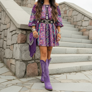 Geborduurde cowboylaarzen voor dames – spitse neus en klassieke stijl