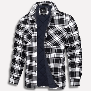Geruit katoenen flanellen shirt in houthakkersstijl, ideaal als laagjeskleding voor buiten. Zwart