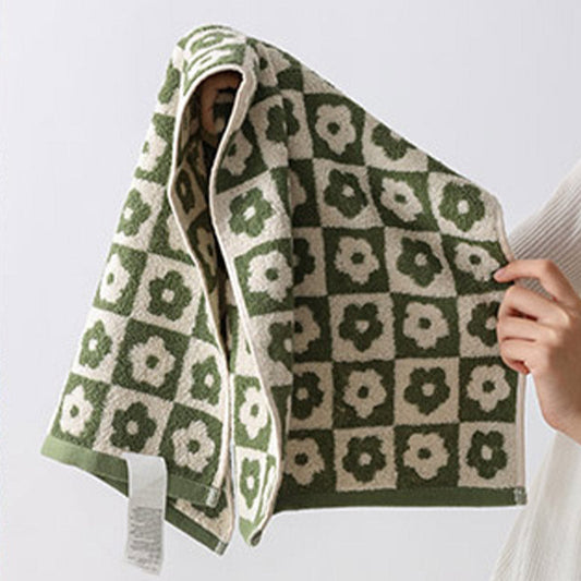 Geruite Bloemen Ademende Katoenen Badhanddoek Voor Baby Groen